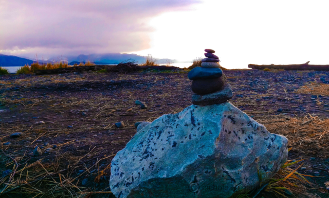 stacked rocks on a beach