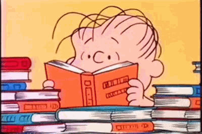 Linus reading books