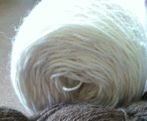 close up image of white and gray yarn on neutral background